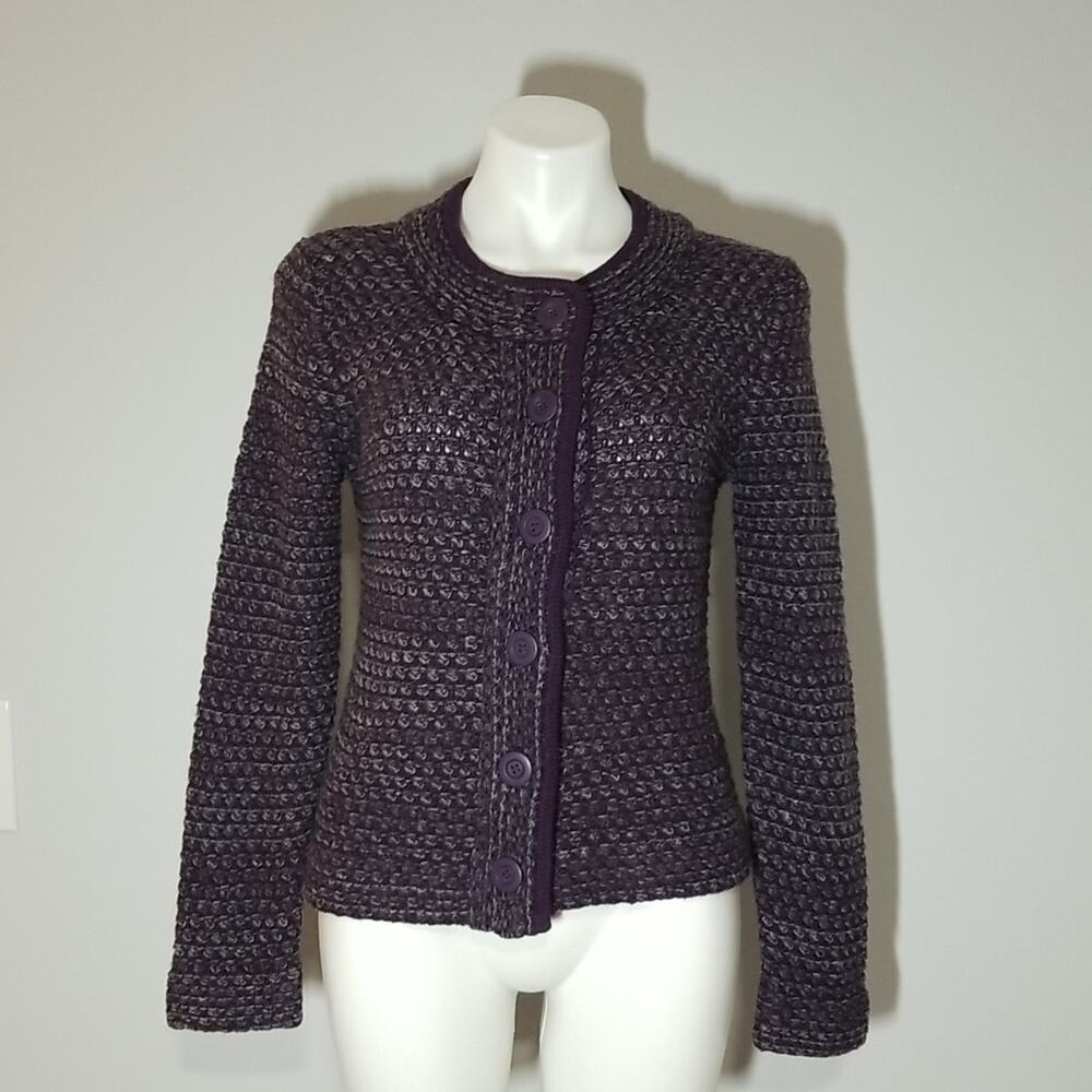 Christopher & Banks Purple Knit Cardigan Sweater Women’s Size Small Button Front